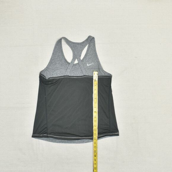Nike Women Tank Top Crew Neck Solid Gym Polyester Gray Size L Reversible Dri Fit - Picture 6 of 8